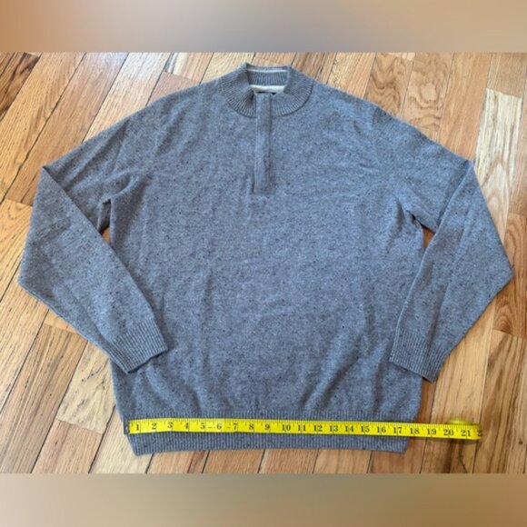 Johnnie O Cashmere Sweater Men’s Large Beige Speckle Soft Pullover Logo 1/4 Zip - Picture 13 of 14